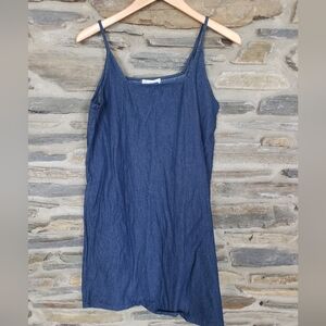 LA Relaxed Denim Square Neck Mini Dress Small